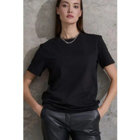 Resim Unisex Kısa Kollu Bisiklet Yaka Basic Viskon Bluz 