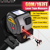 Resim EL.AOL.AU 3’ü-1 Arada Kızılötesi Lazer Mezura: El Tipi, Ultra Yüksek Hassasiyetli, Akıllı, Taşınabilir (Siyah, 40m/60m), 2 AAA Pil Dahil Değildir - Uzunluk/Yüzölçümü/Hacim Ölçer, Veri Depolama & Pisagor Fonksiyonu ile Dekorasyon/İnşaat/Mühendislik için İdeal 