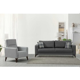 Resim Kristal 3+1 Berjer Koltuk Takımı Koyu Gri+Açık Gri 
