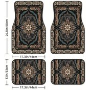 Resim 4'lü Araba Paspaslar Bohem Desen Avrupa Etnik Oto Kauçuk Halı Ön Ve Arka Brown 4 Pieces 