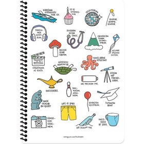 Resim Hisli Şeyler A4 Çizgili Spiralli Stickerli Defter Oturmaya Mı Geldik 