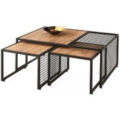 Resim Ferforje Ahşap Tarz 2 C Zigonlu Orta Sehpa 110x70x43 