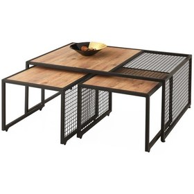 Resim Ferforje Ahşap Tarz 2 C Zigonlu Orta Sehpa 110x70x43 
