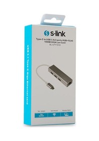Resim S Link SL UTY1010 Type C To Usb 3.0 X 3 Port Rj45 Gigabit Ether Hub 