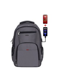 Resim Dada 06 Apple Mocbook Uyumlu Usb Aparatlı Gri Laptop Sırt Çantası 14 İnç Darbe Emici Koruma 