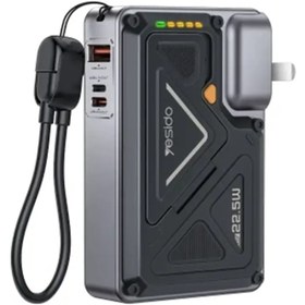 Resim YESIDO YP89 Akım Korumalı ve Stantlı 10.000 mAh 5in1 22.5W PD ve 15W Kablosuz Hızlı Şarj Destekli Magsafe Powerbank - Siyah 