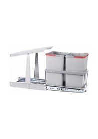 Resim Çöp Kovası 12+12lt Gri Teleskopik Raylı Gri 