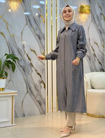 Resim LARCH ÇİLEK CEPLER DÜĞME DETAYLI KAP (GİY ÇIK) 1099 - Gri / 3- (48-50) 