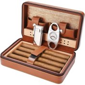 Resim Xhang Puro Depolama Puro Humidors Puro Neme Durumda Taşınabilir Cedar Ahşap Deri Seyahat Neme Nemlendirici Set Hediye Kutusu | Puro Aksesuarları (Yurt Dışından) 
