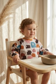 Resim DYZSTAR Lulu Kuzu Desenli Su Geçirmez Uzun Kollu Bebek Mama Önlüğü - BLW Uyumlu ve Leke Tutmaz Aktivite Önlü 