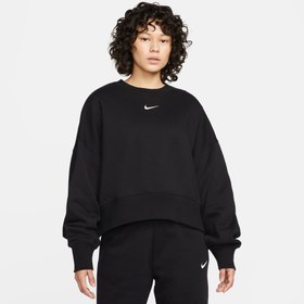 Resim Nike Sportswear Phoenix Fleece Oversized Crew Kadın Siyah Eşofman Üstü 