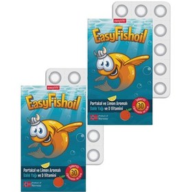 Resim Easyfishoil Balık Yağı Çiğnenebilir Portakal Ve Limon Aromalı 30 Tablet X 2 Adet 
