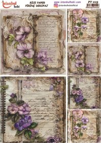 Resim Pirinç Dekopaj Kağıdı 30x42cm Pt-019 Yazı Çiçek 
