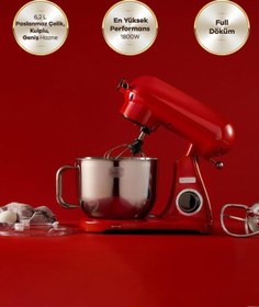 Resim Karaca Powercast Chef Döküm Stand Mikser Red Mutfak Şefi 1800W 6,2 Lt 