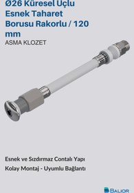 Resim BALİOR Asma Klozet Esnek Taharet Borusu Ø26 – 120 mm Rakorlu Bağlantı 