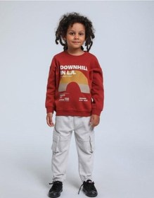Resim Erkek Bebek Downhill Yazılı Sweatshirt-14342 Kiremit 