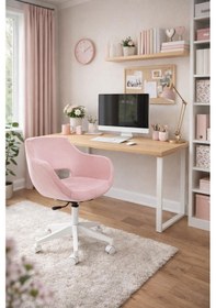 Resim Ciervo Beyaz Ayaklı Çalışma Sandalyesi Pembe 