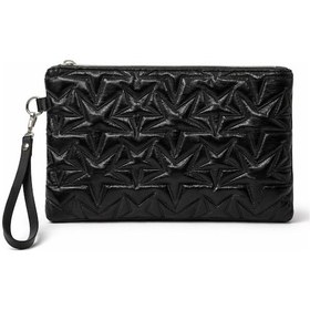 Resim Adelina Bags 2'li Çanta Paketi Yıldız Desenli Portföy El Çantası Bilek Askılı Clutch Çanta Gold 