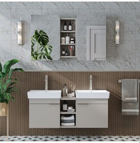 Resim Likya 2 Kapaklı Ve Açık Raflı Mdflam 2 Lavabolu 120 Cm Dlp 