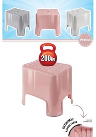 Resim Flora Herkül Banyo Taburesi, Kaydırmaz Kauçuk Tabanlı 200 Kg Taşıma Kapasiteli Lüks Tabure Pembe 