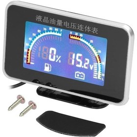 Resim Siyah Otomobil Lcd Yakıt Ve Voltaj Ölçer Kombine Gösterge 9-36v, 5-1000ω 