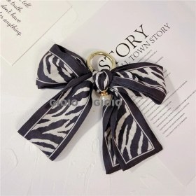 Resim Silver1 Gıoıo Yeni Ipek Eşarp Anahtarlık Kişiselleştirilmiş Inci Papyon Çanta Çekicilik Dokuma Anahtarlık (Yurt Dışından) 