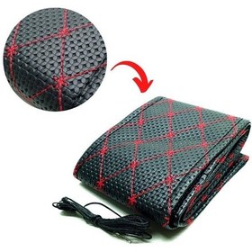 Resim Carmind Siyah Dikmeli Direksiyon Kılıfı Kırmızı Nakışlı 