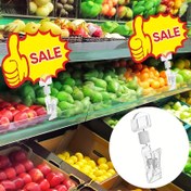 Resim 4 Adet Şeffaf Plastik Etiket Tutucusu Ayarlanabilir Küresel Eklemli - Ürün Fiyat Etiketi Tutucuları, Perakende, Süpermarket için Döndürülebilir Ekran Kelepçesi, Pil Gerekmez 