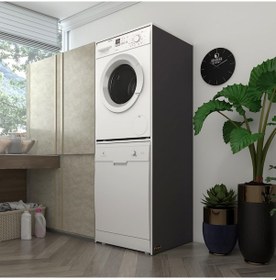 Resim Kenzlife Çamaşır-Bulaşık Makinesi Dolabı Katinka Gri 180*70*60 Banyo Çift Katlı Kapaksız Arkalıksız Çok Renkli 