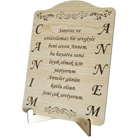Resim Anneler İçin Ahşap Tebrik Kartı Lazer Kazıma Güzel Sözler 