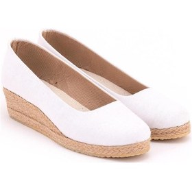 Resim Star Tombis Gerçek Elişi Özel Imalat Elişi Günlük Rahat 3cm Anne Ayakkabısı Dolgu Topuklu Handmade Beyaz 