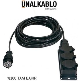 Resim Kauçuk 3'lü Üçlü 10 Metre Grup Priz 3x1.5 Ttr Tam Bakır Kablo 
