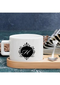 Resim Bk Gift Kişiye Özel Baş Harf İsimli Ahşap Altlıklı Seramik Fincan-6 , Meslek Hediyesi, Yeni İş Hediyesi Kobitmeyen138075 Bk Gift 