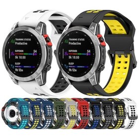 Resim Sones Garmin Instinct Crossover Solar 22mm İki Renkli Ters Toka Silikon Saat Kordonu İçin 