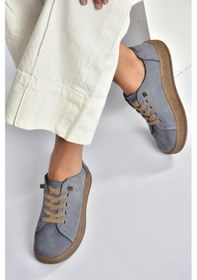 Resim Fox Shoes V999060501 Mavi Hakiki Deri Nubuk Kadın Spor Ayakkabı Sneakers Mavi-nubuk 