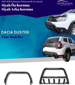 Resim GÜRAKS Dacia Duster Siyah Ön Ve Arka Tampon Koruma Bar Q60 