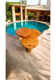 Resim Wood Wooden Ahşap 3 Lü Set Fitilli Mantar Yan Sehpa Modern Açık Meşe Renk Fiskos Açık Meşe 