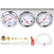 Resim Mufunye 52mm 12v Araba/motosiklet Üçlü Gösterge: Voltaj 8-16v + Su Sıcaklığı 100-250 F + Yağ Basıncı 0-100psı , Krom Panjur Ve Gümüş Gösterge Paneli 