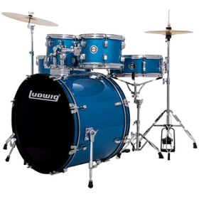 Resim Ludwig LC19019 Accent Fuse Akustik Davul Seti (Blue Sparkle) | Popüler Başlangıç Serisi Dayanıklı Donanım 