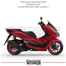 Resim Honda Pcx Jant Kaplama Motosiklet Jant Kaplama Şeridi 13-14 İnch Uyumlu Pcx Tüm Yıllar Kırmızı Renk 