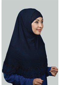 Resim Altobeh İkili Set Dantelli Pratik Eşarp Hazır Hijab Ve Tesettür Bonesi Xl Lacivert 