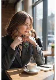 Resim Kristal Taşlı Çiçek Broş Yeşil 