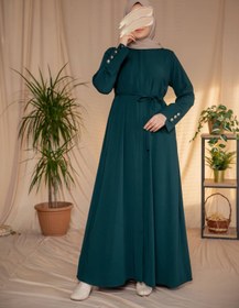 Resim Nissra Ankanoor Medine İpeği Geniş Manşetli Düğme Detaylı Ferace 145CM ANKA265121 