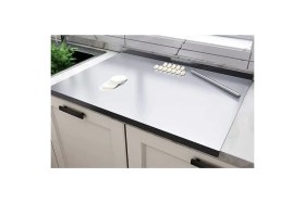 Resim Feyza Design Çok Amaçlı Paslanmaz Metal Kesme Tahtası, Dayanıklı ve Şık Tasarım 