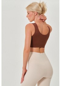 Resim Mistirik Rosella Model Kalın Askılı Extra Sıkılaştırıcı Pedsiz Spor Sütyeni Kahve Renk101 Kahve 
