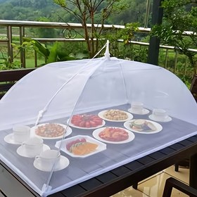 Resim 1 adet Beyaz Mesh Yiyecek Kapak Çadırı - Pop-Up Şemsiye Stili, Böcek Geçirmez, Açık Hava Piknikleri ve Aile Toplantıları için İdeal, Pişirme, Barbekü ve Partiler için Mükemmel, Piknik Temelleri | Şemsiye Stili Kapak | Böcek Geçirmez Mesh, Piknik Kapak Çadırı 