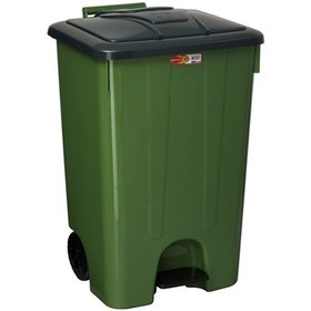 Resim 85 Litre Çöp Kovası Tekerlekli Kapaklı Büyük Çöp Konteyneri Yeşil 