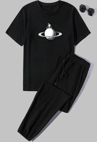Resim trendypassion Unisex Astronaut Rides Baskılı 2'li Eşofman Takımı 