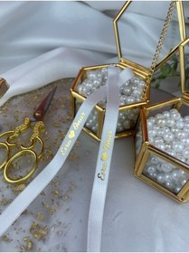 Resim Saten Nişan ve Söz Kurdelesi - Altın ve Gümüş Varak Baskı 