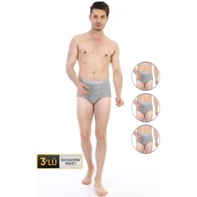 Resim Çift Kaplan Erkek Ribana Klasik Gri Melanj Slip 860 3'lü Ekonomik Paket Gri 